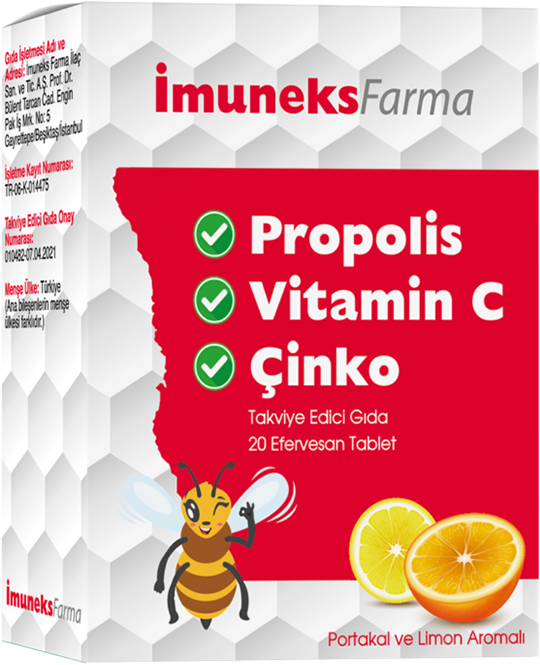Imuneks Farma Propolis Vitamin C Çinko İçeren takviye edici gıda