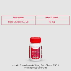 Imuneks 10 mg Beta glukan içeren takviye edici gıda