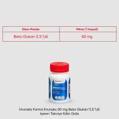 Imuneks 50 mg Beta Glukan İçeren kapsül
