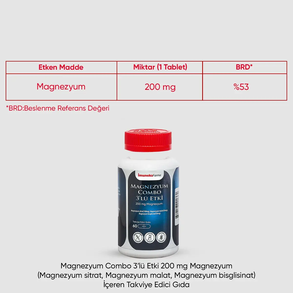 Imuneks Magnezyum Combo 3lü Etki 60 Tablet