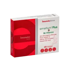 Imuneks Farma Emetium Plus Zencefil (Zingiber Officinale) Rizom Ekstresi ve Aktif B6 Vitamini Içeren Takviye Edici Gıda 20 Tablet