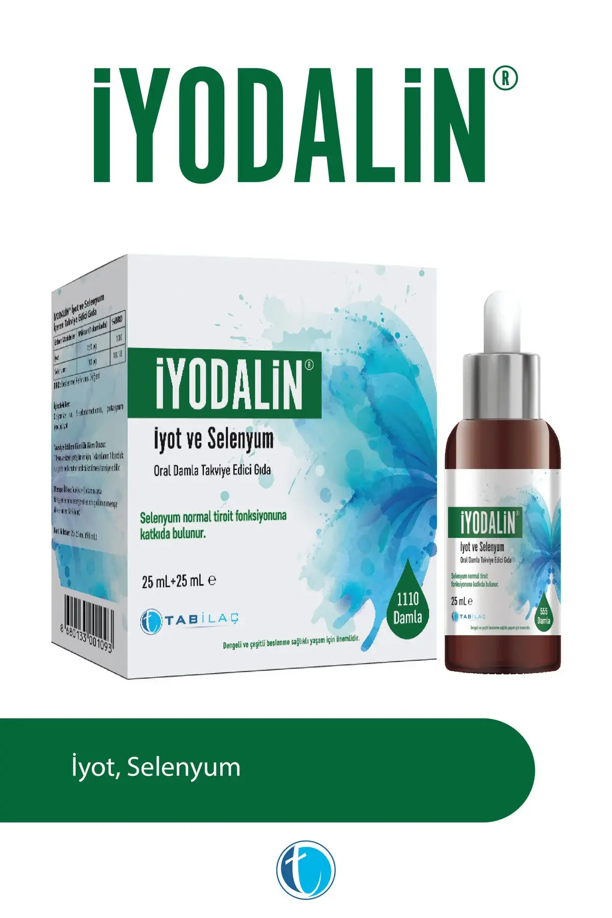 İyodalin İyot ve Selenyum İçeren Takviye Edici Gıda 25ml+25ml