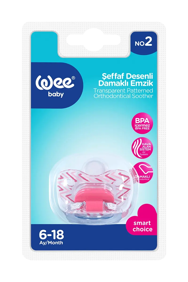 Wee Baby Şeffaf Desenli Damaklı Emzik 6-18 AY